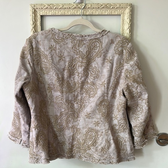 COLDWATER CREEK | Elegant Beige Embroidered Jacket Blazer Cardigan Size 14 - Picture 2 of 7